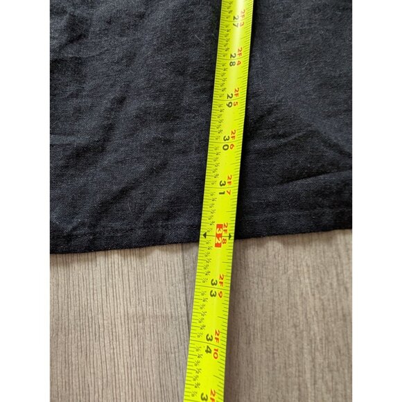 Ellos Plus 1X Black Shirt Dress Button-Up Linen Short Sleeve Back Pleat Detail - Picture 7 of 8